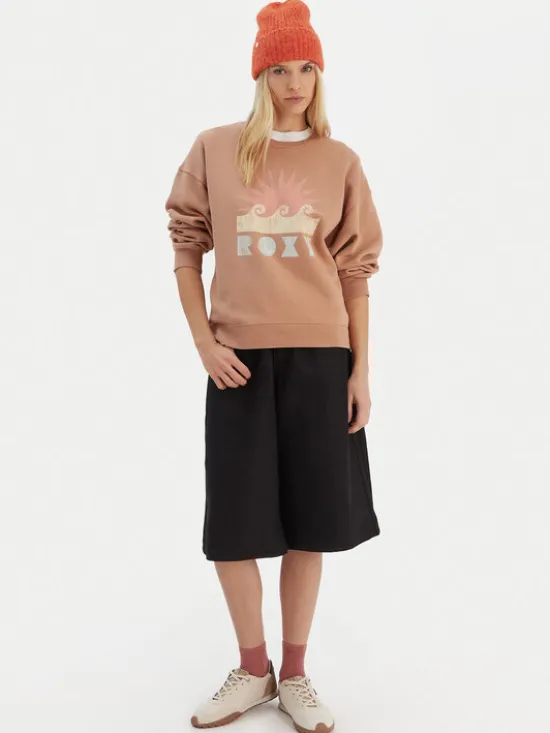 Roxy Bluza ERJFT04874 Brązowy Relaxed Fit