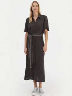 Roxy Sukienka koszulowa Island Escape Solid ERJWD03884 Szary Regular Fit