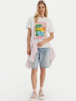 Roxy T-Shirt ERJZT05899 Biały Regular Fit