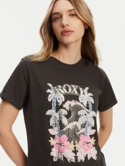 Roxy T-Shirt ERJZT05911 Szary Regular Fit