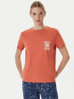 Roxy T-Shirt Oceanregular ERJZT06110 Pomarańczowy Regular Fit