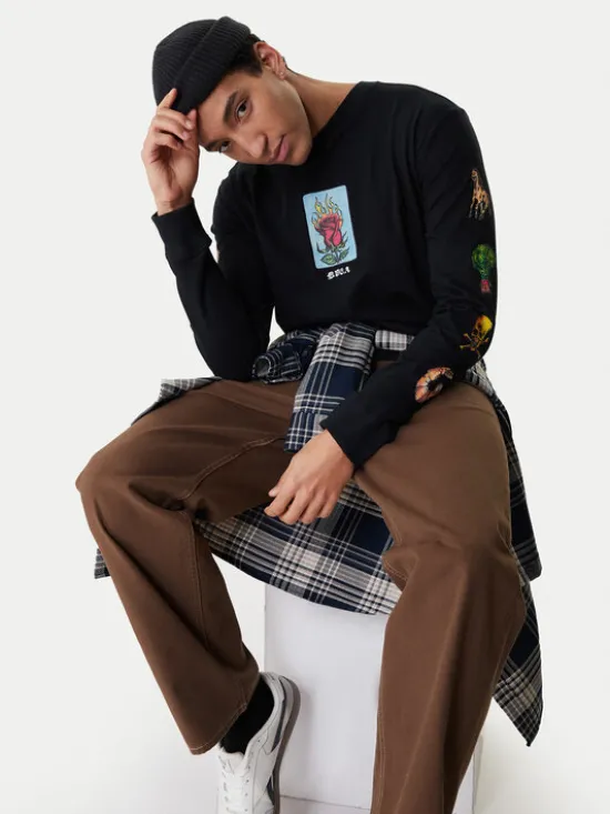 RVCA Longsleeve Dayshift EVYZT00306 Czarny Regular Fit
