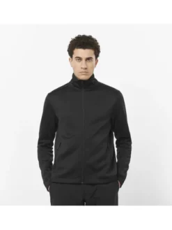 Salomon Bluza techniczna OUTLINE WARM FLEECE FZ M Czarny Regular Fit