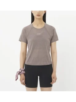 Salomon Koszulka techniczna SHAKEout AIR CROPP SS TEE W Brązowy Cropped Fit