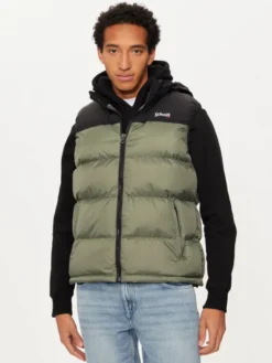 Schott NYC Kamizelka UTAHV Zielony Regular Fit