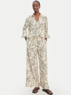 Seafolly Spodnie materiałowe Hothouse Flowers 55631-PA Beżowy Wide Leg