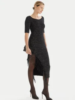 Simona Corsellini Sukienka koktajlowa A25CEABO5001 Czarny Slim Fit