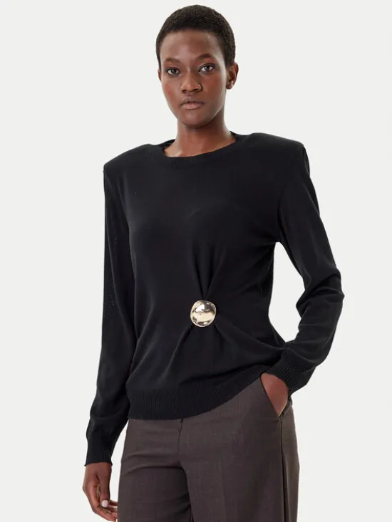 Simona Corsellini Sweter A25CPMGE0301 Czarny Regular Fit