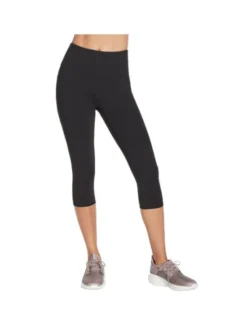 Skechers Szorty sportowe Skechers Go Walk High Waisted Capri Short Czarny Slim Fit