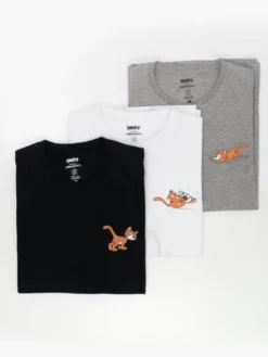 Smerfy Komplet t-shirtów Zestaw 3 T-Shirtów Męskich Czarna / Biała / Szara Smerfy Azrael kot klakier L Czarny Regular Fit