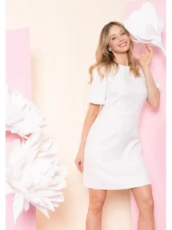 Stylove Sukienka koktajlowa S431 Biały A-Line Fit