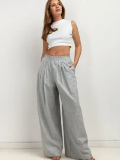 Tessita Spodnie materiałowe T432/1/XXL Szary Wide Leg
