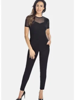 Teyli Body damskie z siateczką Juliet Czarny Regular Fit