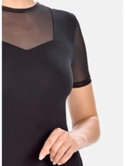 Teyli Body damskie z siateczką Juliet Czarny Regular Fit
