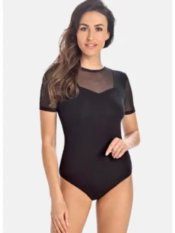 Teyli Body damskie z siateczką Juliet Czarny Regular Fit