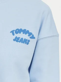 Tommy Jeans Bluza Bubble Logo DW0DW22366 Niebieski jasny Boxy Fit