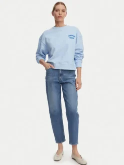 Tommy Jeans Bluza Bubble Logo DW0DW22366 Niebieski jasny Boxy Fit