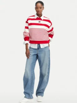 Tommy Jeans Bluza DW0DW22824 Czerwony Regular Fit