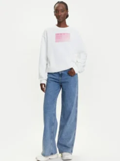 Tommy Jeans Bluza Gradient Flag DW0DW21396 Biały Relaxed Fit