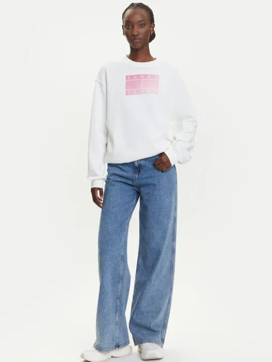 Tommy Jeans Bluza Gradient Flag DW0DW21396 Biały Relaxed Fit
