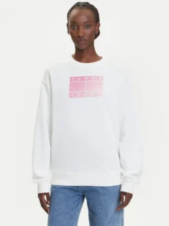 Tommy Jeans Bluza Gradient Flag DW0DW21396 Biały Relaxed Fit
