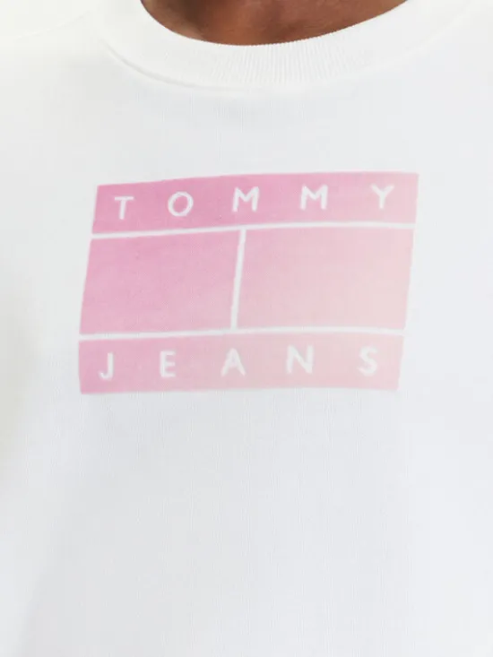 Tommy Jeans Bluza Gradient Flag DW0DW21396 Biały Relaxed Fit