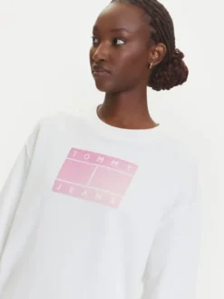 Tommy Jeans Bluza Gradient Flag DW0DW21396 Biały Relaxed Fit