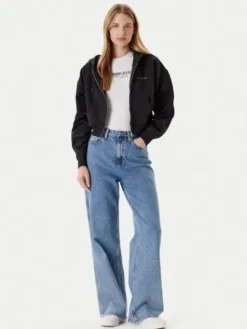 Tommy Jeans Bluza Linear DW0DW21163 Czarny Boxy Fit