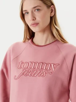 Tommy Jeans Bluza Script DW0DW21196 Różowy Regular Fit