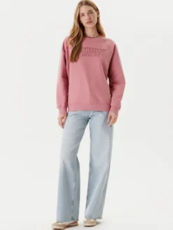 Tommy Jeans Bluza Script DW0DW21196 Różowy Regular Fit