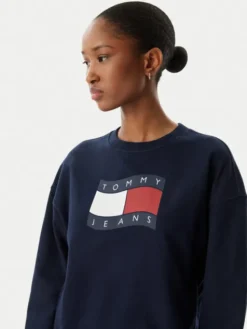 Tommy Jeans Bluza Wavy Flag DW0DW22742 Granatowy Boxy Fit