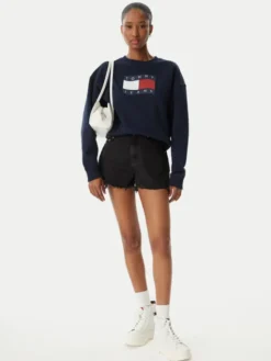 Tommy Jeans Bluza Wavy Flag DW0DW22742 Granatowy Boxy Fit