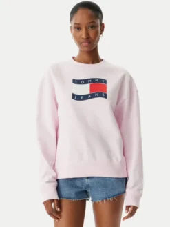 Tommy Jeans Bluza Wavy Flag DW0DW22742 Różowy jasny Boxy Fit