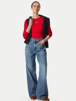 Tommy Jeans Bluzka Classic Logo DW0DW23248 Czerwony Slim Fit