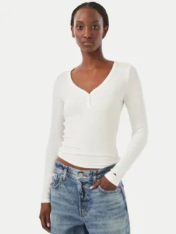 Tommy Jeans Bluzka DW0DW23259 Biały Slim Fit
