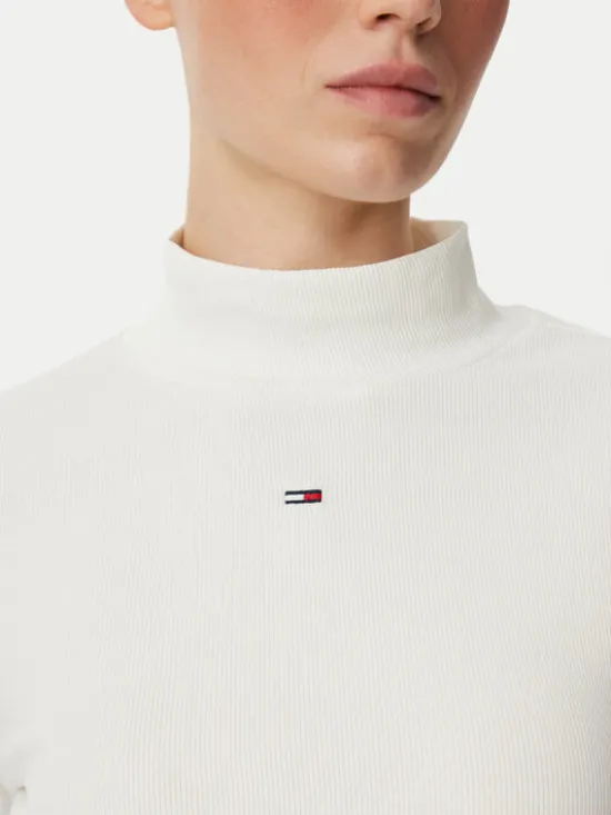 Tommy Jeans Bluzka Essential DW0DW19830 Biały Slim Fit