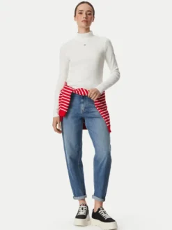 Tommy Jeans Bluzka Essential DW0DW19830 Biały Slim Fit