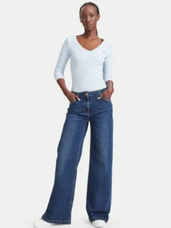 Tommy Jeans Bluzka Essential DW0DW17990 Niebieski jasny Slim Fit