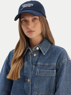 Tommy Jeans Czapka z daszkiem Script AW0AW17908 Granatowy