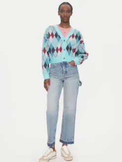 Tommy Jeans Kardigan DW0DW21180 Zielony Relaxed Fit