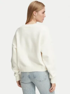 Tommy Jeans Kardigan Fluffy Badge DW0DW23830 Biały Regular Fit