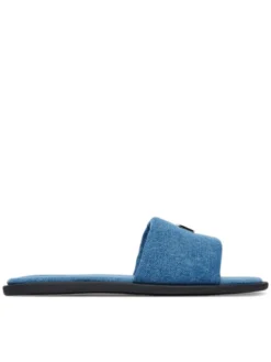 Tommy Jeans Klapki Tjw Padded Denim Casual Slide EN0EN03020 Niebieski