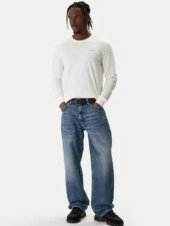 Tommy Jeans Longsleeve Chest Linear DM0DM21594 Écru Regular Fit