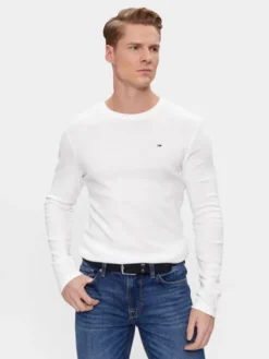 Tommy Jeans Longsleeve DM0DM04409 Biały Slim Fit