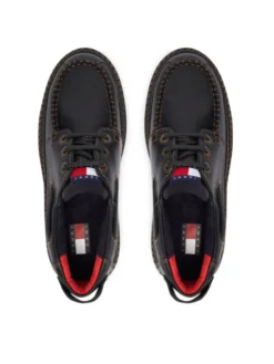 Tommy Jeans Półbuty Archive '01 Boat Shoe Leather EN0EN03003 Czarny