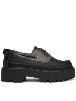 Tommy Jeans Półbuty Archive '01 Boat Shoe Leather EN0EN03003 Czarny