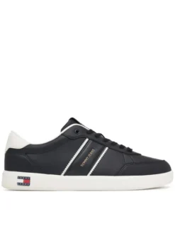 Tommy Jeans Sneakersy Lightweight Flag Leather Court EM0EM01758 Czarny