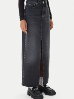 Tommy Jeans Spódnica jeansowa Layla DW0DW21576 Czarny Regular Fit