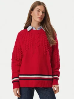 Tommy Jeans Sweter DW0DW23353 Czerwony Oversize