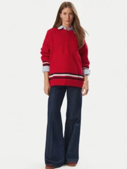 Tommy Jeans Sweter DW0DW23353 Czerwony Oversize